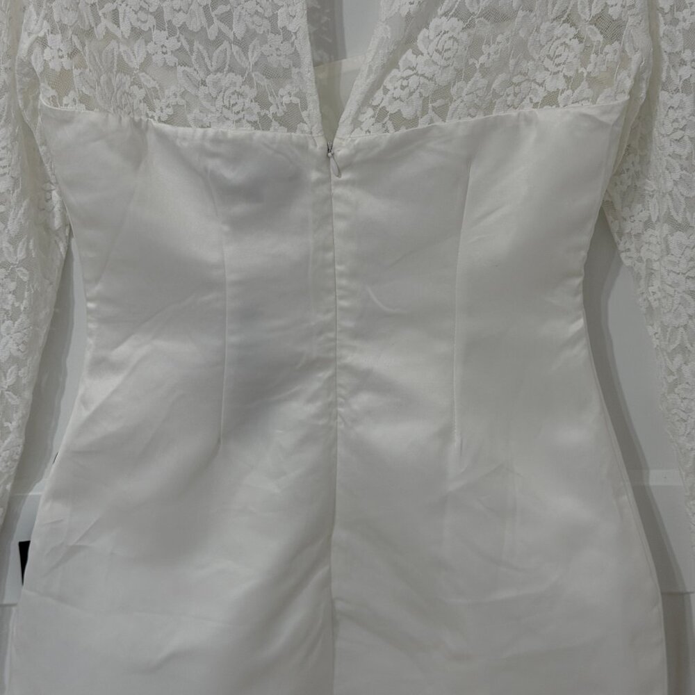 Lulus White Lace Long Sleeve Mini Dress Bridal Shower NWT Size M - Picture 2 of 16